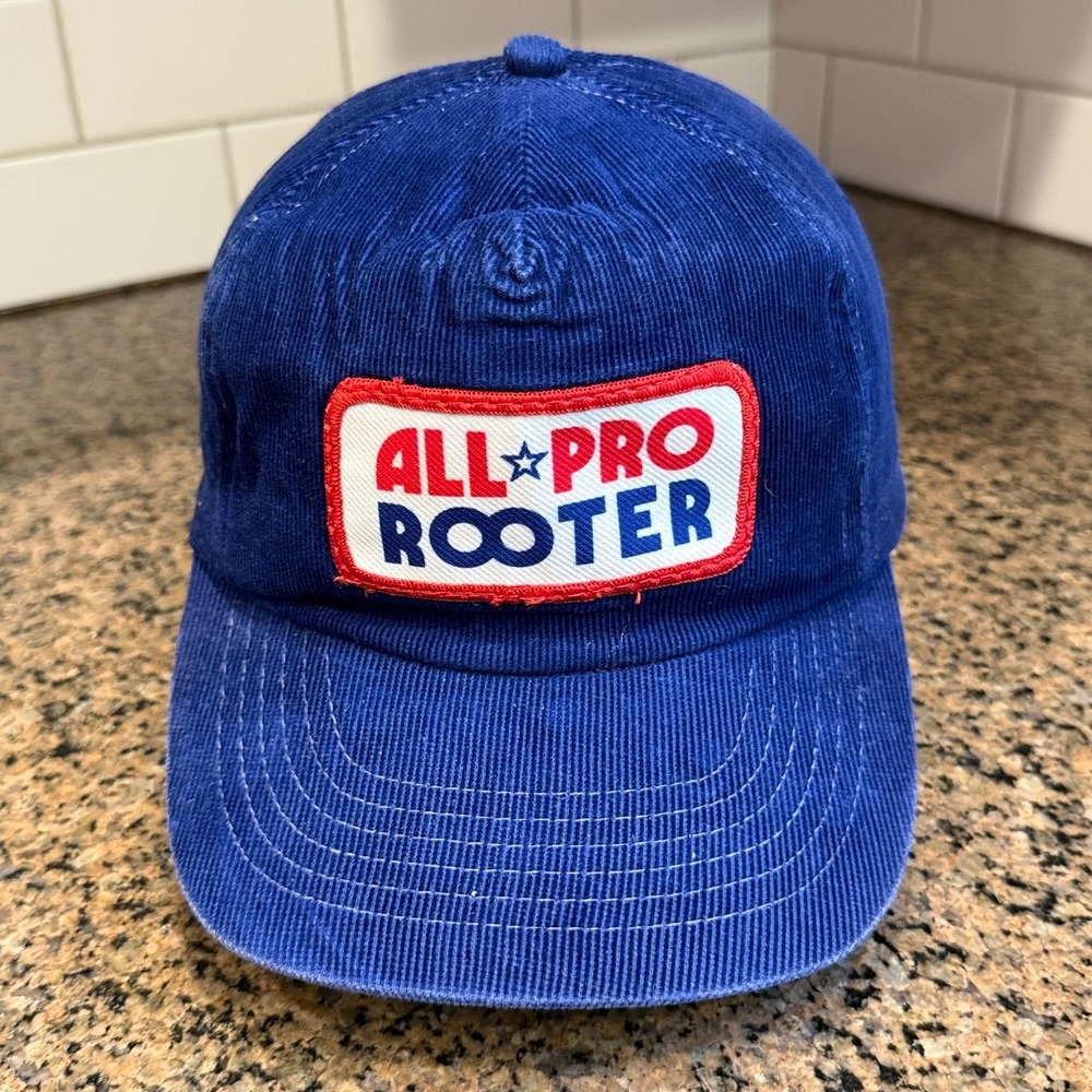 All Pro Rooter Unbranded Strap Back Hat Men OS Blue Corduroy 100% Cotton